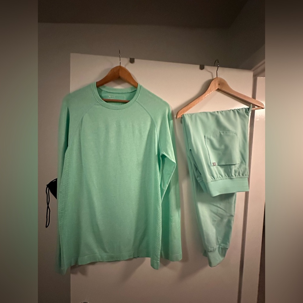 Figs Mint Green Track Pants & Top Set